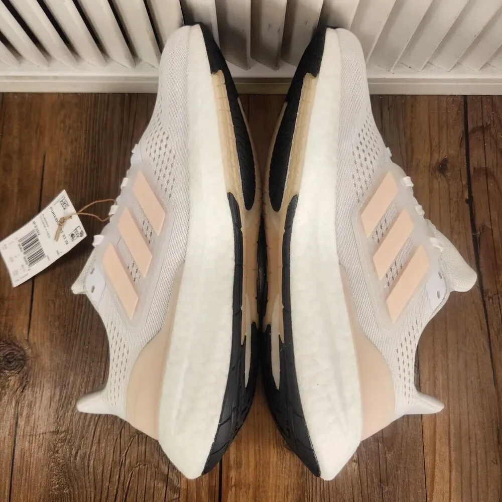 Adidas Pureboost 23 IF2392 Womens 8.5 White Pink Athletic Running Sneakers Shoes